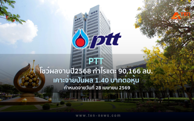 PTT โชว์ผลงานปี68 กำไร 90,166 ลบ. เคาะจ่ายปันผล 1.40 บาทต่อหุ้น