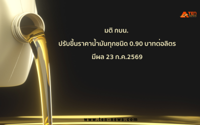 มติ กบน. ปรับขึ้นราคาน้ำมันทุกชนิด 0.90 บาทต่อลิตร มีผลพรุ่งนี้