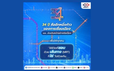 รฟม.ครบรอบ 34 ปี สนับสนุนทุกโอกาส ด้วยโครงข่ายระบบรถไฟฟ้า